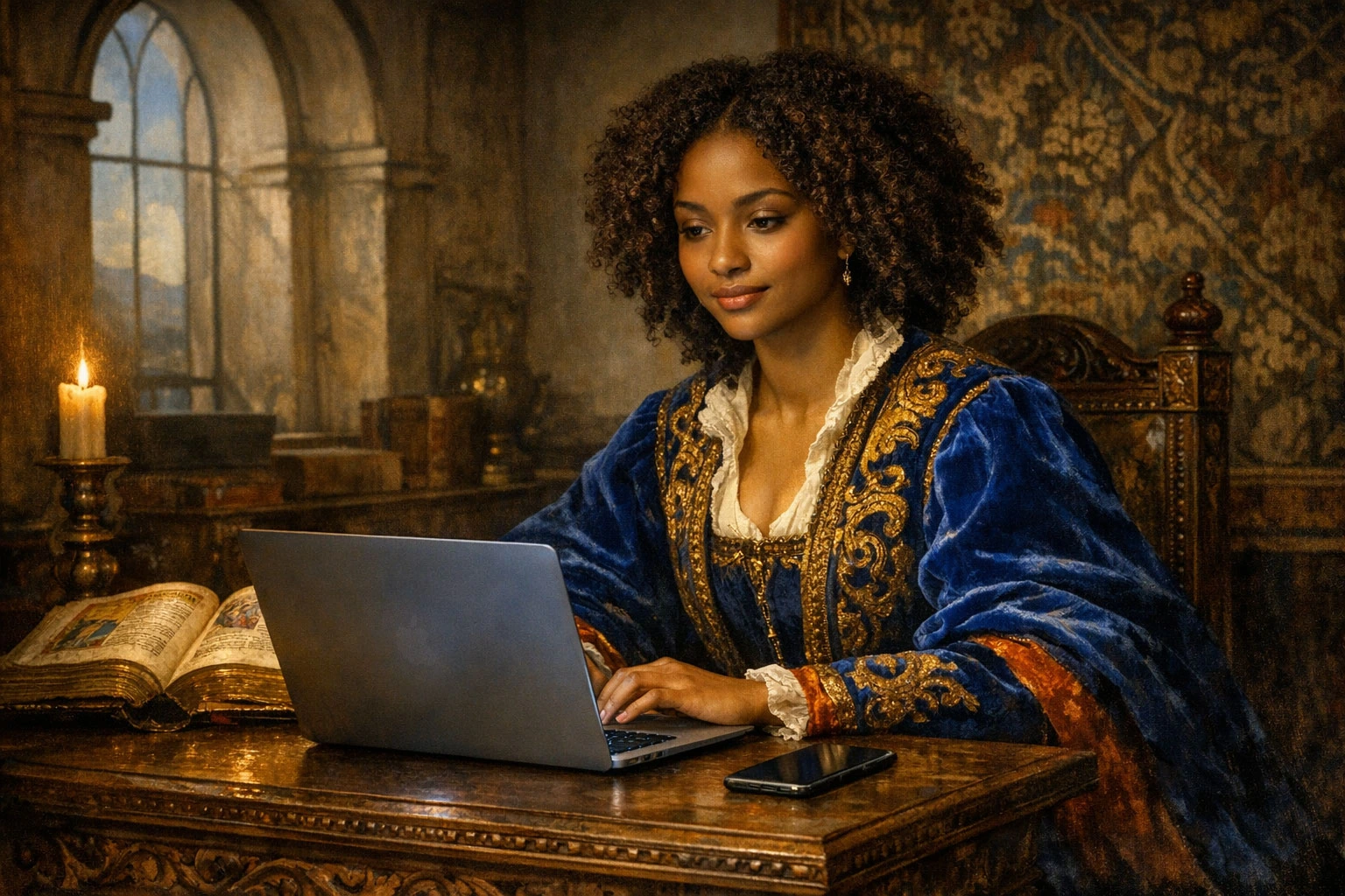 Personne étudiant la bible sur un ordinateur portable