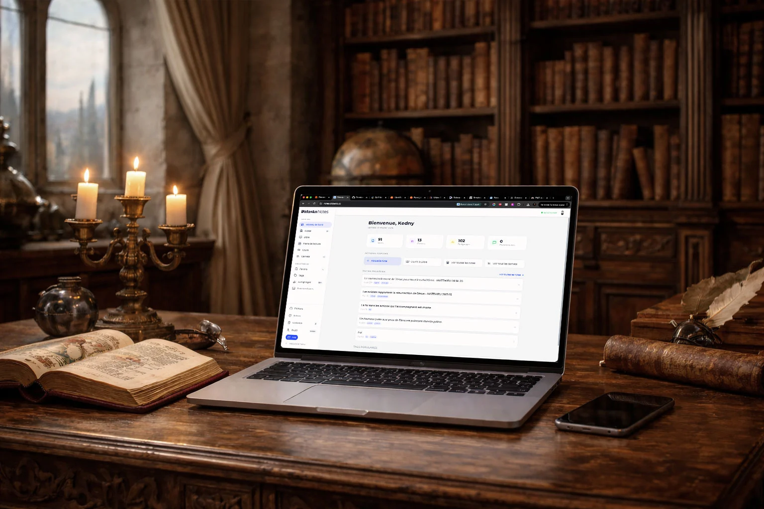 Tableau de bord de Didasko Notes