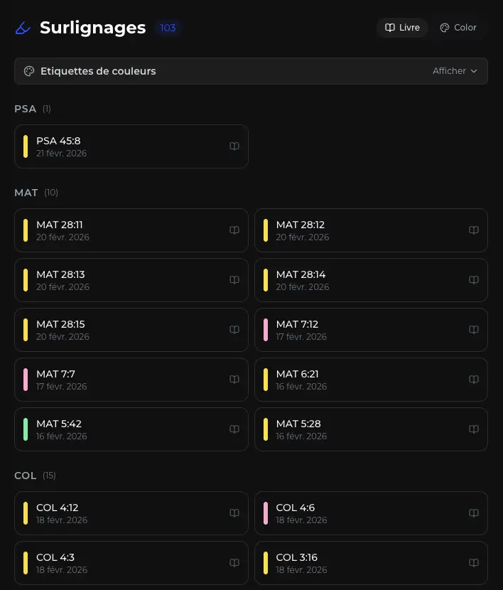 Surlignage de texte biblique